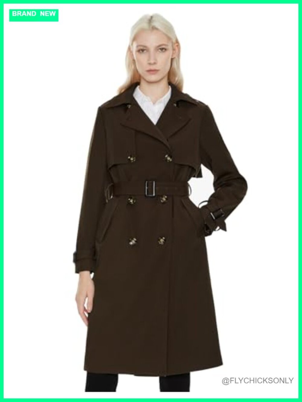 Orolay Women's Long Trench Coat Lightweight Double-Breasted Classic Lapel